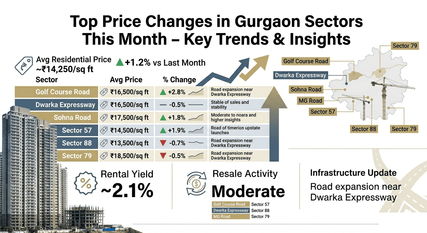 Top Price Changes in Gurgaon Sectors This Month – Key Trends & Insights
