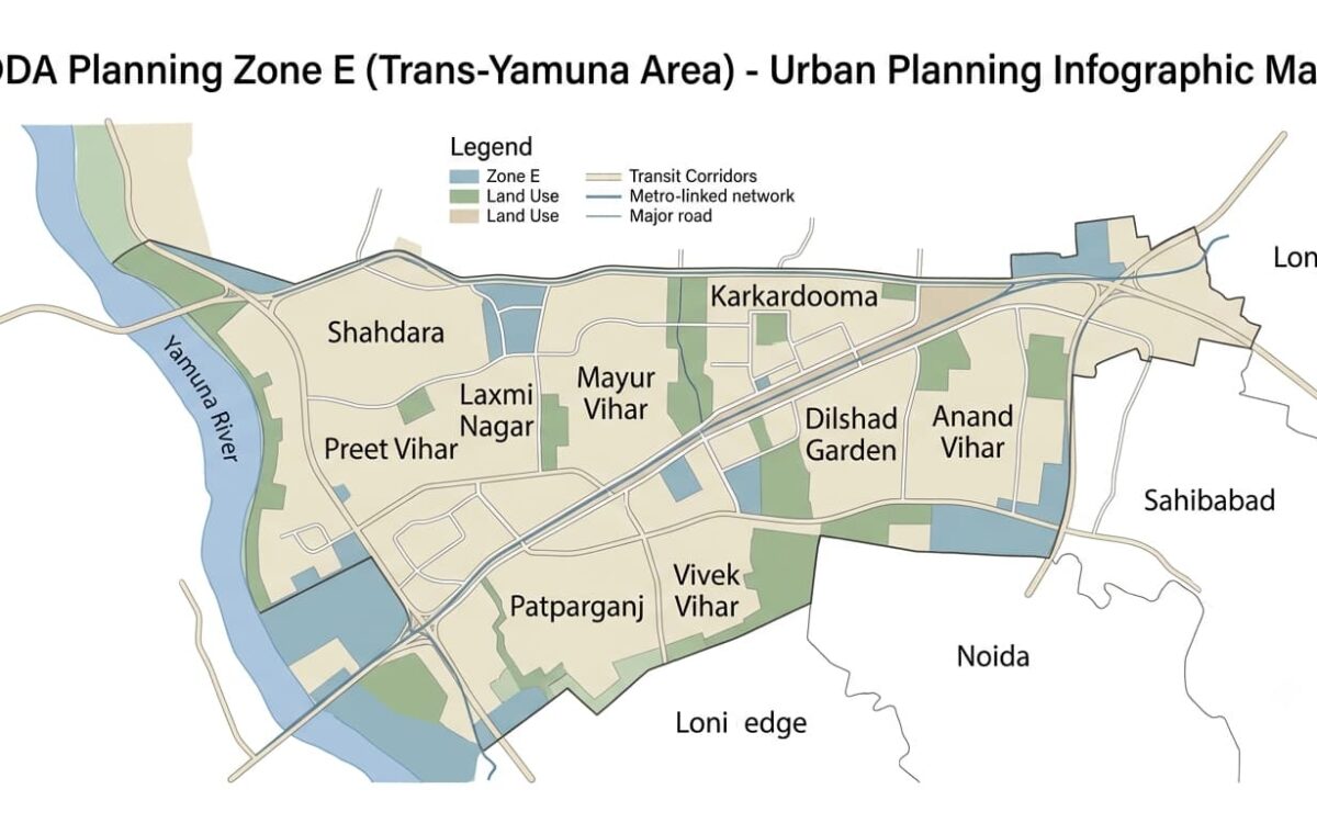 DDA E Zone Delhi Map, Land Use, Area & Plots Guide