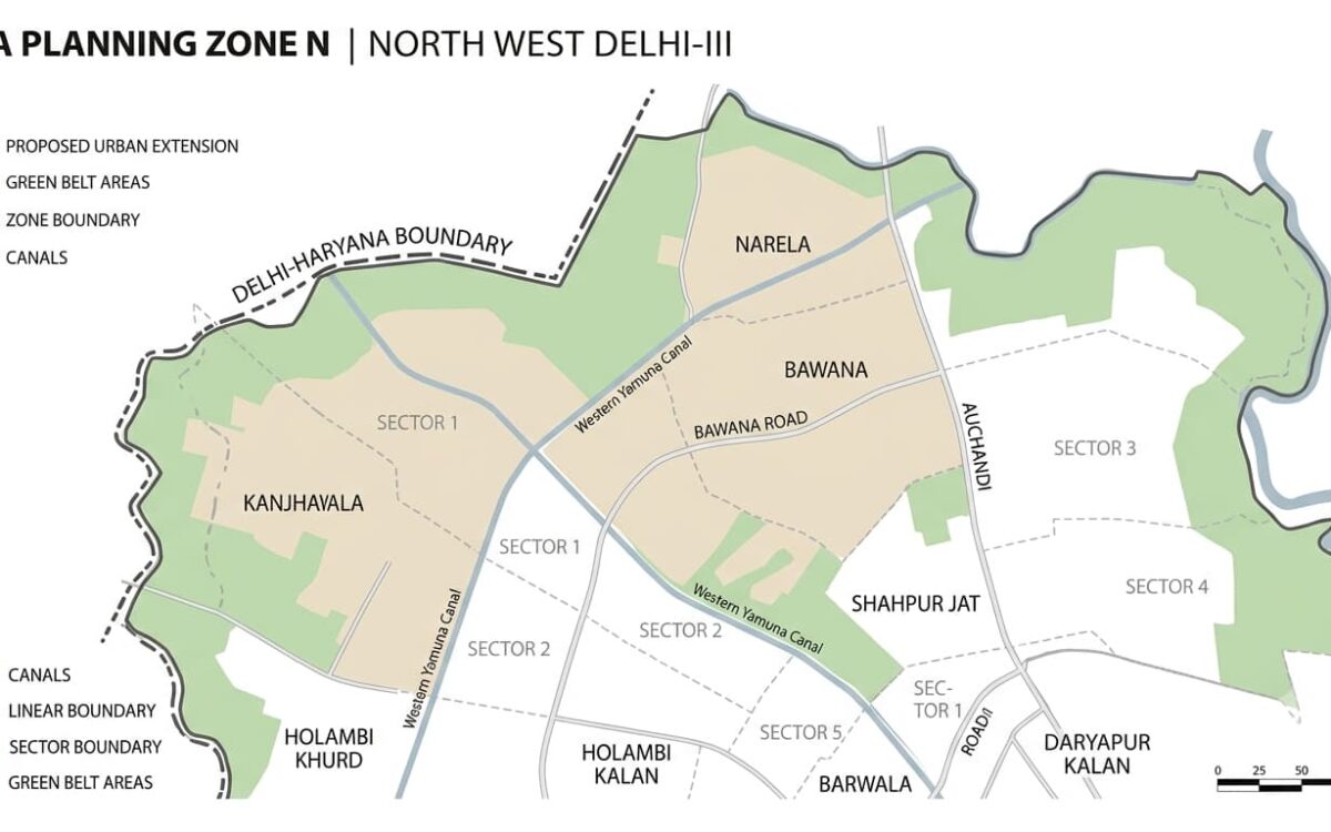 DDA N Zone Delhi Map, Land Use, Area & Plots