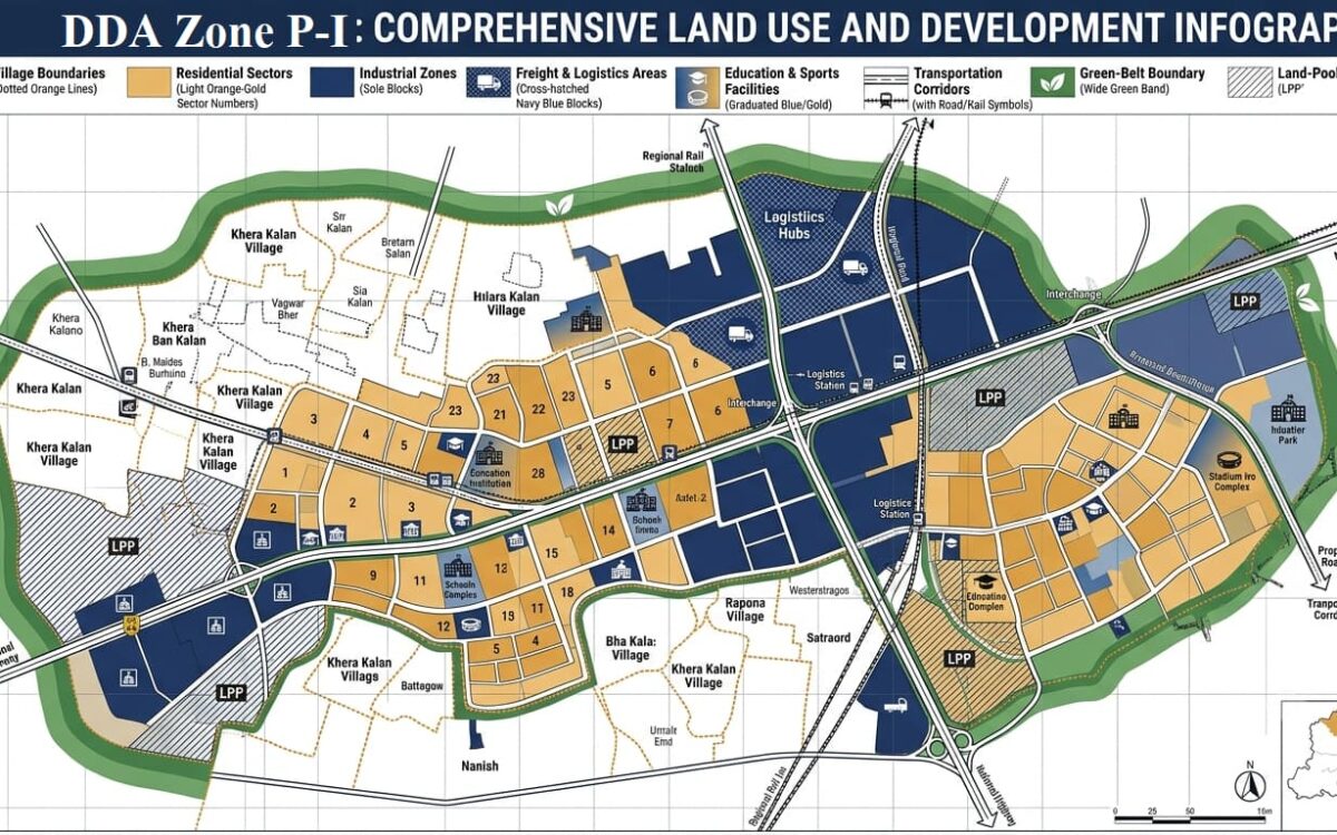DDA P1 Zone Narela: Areas, Villages, Land Use & Development Plan