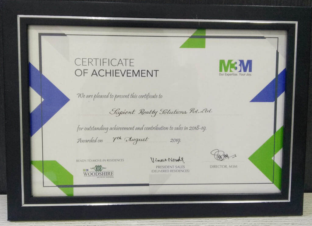 M3M certificate of achievement